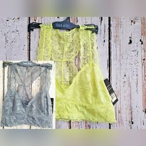 French Affair Sugar Sweet Lace Racerback sexy Bralette Bra large set of 2 new!‎